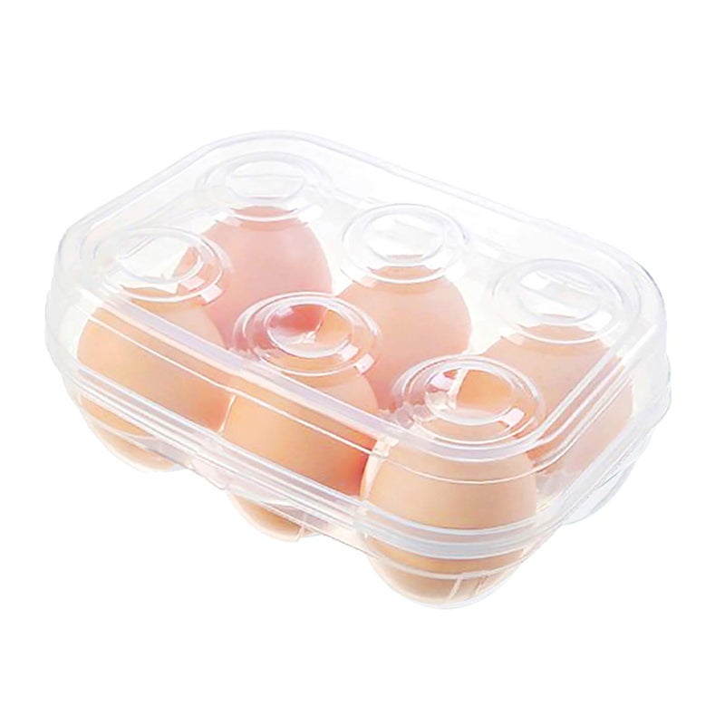 YOHA Clear Egg Storage Box Delicate 6 Girds Egg Dispenser Holder Case Refrigerator Crisper Camping Picnic Travel Portable Egg Carriage,Clear-6 - Image 1